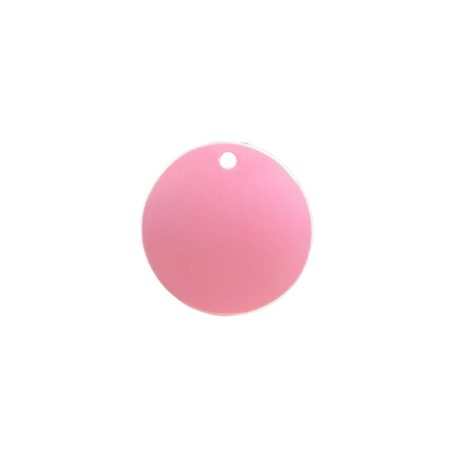 Gravírozott Fém Kutyabiléta kör rózsaszín nagy (40 mm)